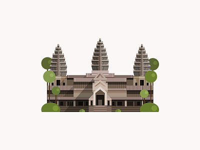 Angkor Wat architecture building cambodia design flat hindu icon illustration logo temple vector