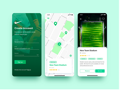 Nike find football clean dailyui design flat football app icon interface minimal nike soccer app ui ux