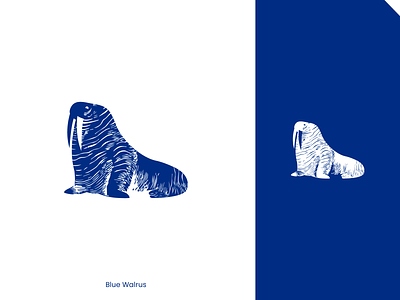 Blue Walrus blue branding clean corporate design idenity illustration logo vector walrus work