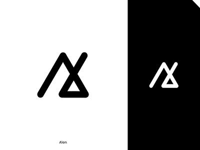 Alen branding clean corporate design geometric lettermark logo mark minimal negative space logo personal symbol typography work