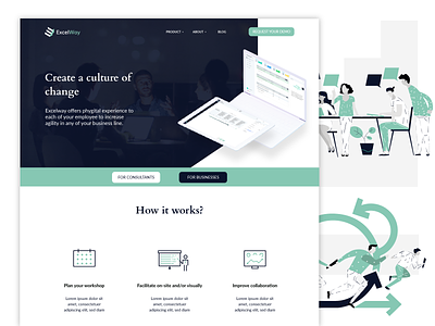 Excelway charts clean corporate design icon illustration landing page lp minimal ui ux work