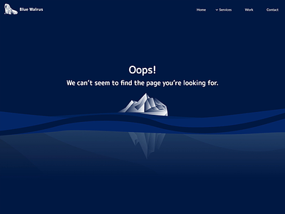 Bluewalrus - 404 page 404 branding clean corporate design error illustration minimal page 404 ui ux vector work