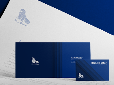 Brand Identity for Blue Walrus company blue brand brandidentity branding clean clean app design identity illustration logo logodesign mark minimal shadow vector walrus