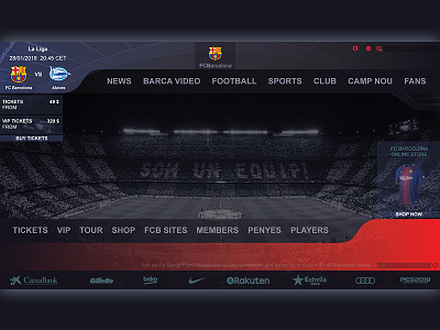 Website concept for Fc Barcelona