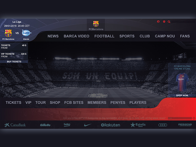 Website concept for Fc Barcelona by Abdulla Huseynov on Dribbble