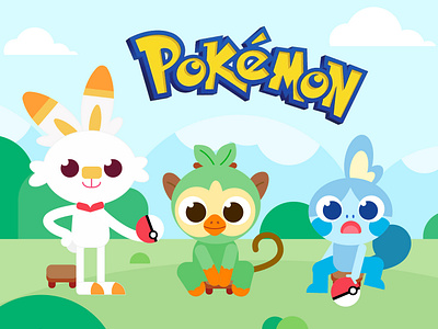 pokemon cartoon flat fresh illustration pokemon practice vector