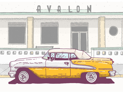 Miami Avalon 2 car illustration miami