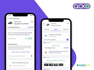 Designing the UX of Acko General Insurance Mobile App