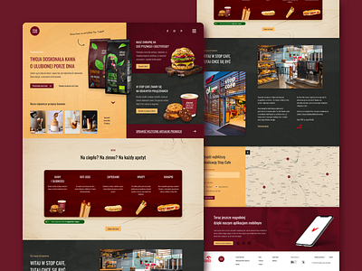 Stop Cafe Website Concept - Full burger cafe coffee design flat food header home map menu modern page recipes ui uix ux web web design website
