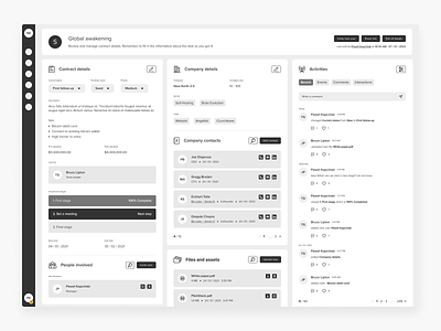 Global awakening - Dashboard Wireframe actions columns desktop details flat hifi history manager panel project tags tiles ui user ux wireframe