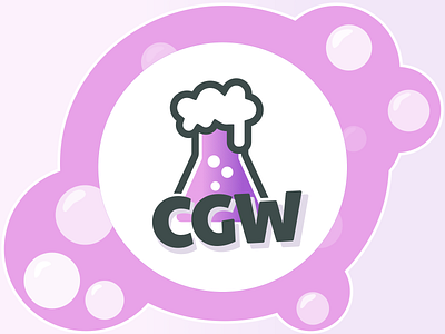 A CGW Sticker branding bubbles cgw flask lab laboratory logo logo design sticker