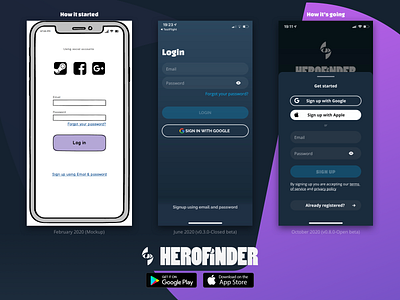 HeroFinder - We're open for testing! app branding cgw color palette design design app esports product design sketch startup ux