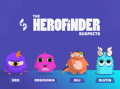 The HeroFinder Suspects app cgw character design design app illustration onboarding product design