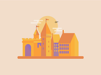 Castle 2d castle design flat graphic history illustration internship tours