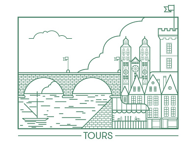 Tours 2d city flat illustration tours vector