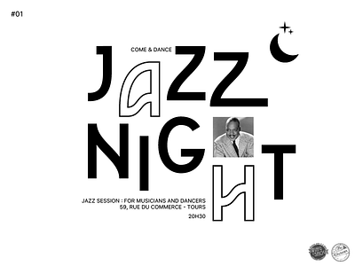 Jazz Night black blackwhite dance design event graphic jazz music night white