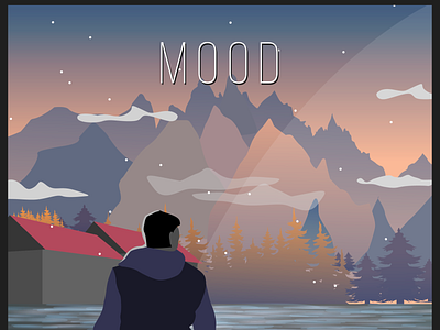 Moody Flat Vector Illustration illustration mountains scene scenery vector