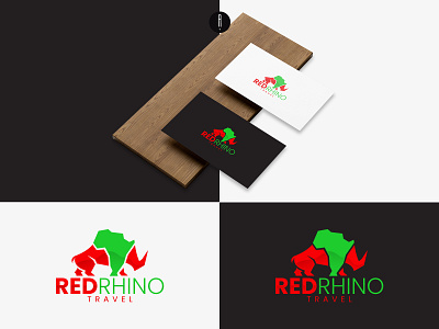 Red Rhino Travel africa logo africa map branding coporate logo logo design map logo rhino rhino logo