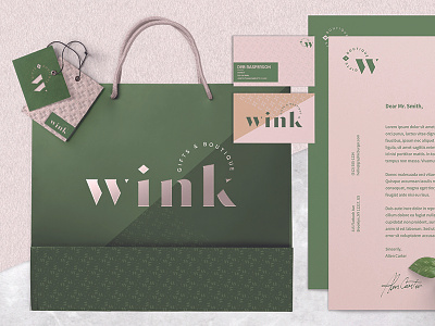 Wink Branding Identity Material bag boutique branding business cards logo logotype print print goods rebranding tags