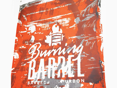 Burning Barrel Screen print Poster 1 bbq bbq branding branding logo pig poster poster design screen print screenprinting