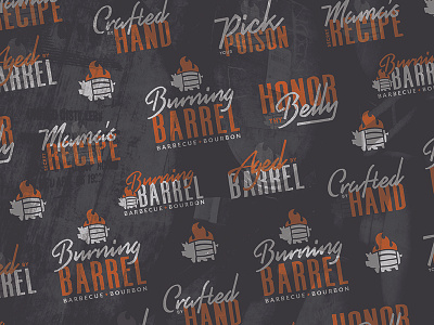 Burning Barrel Typographic Pattern bbq bbq pattern brand identity branding graphics pattern pig type typographic pattern typography