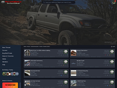 Tacomaworld UI automotive truck ui ux website