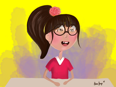 Qiki character design colorful digital painting girl illustration kid school