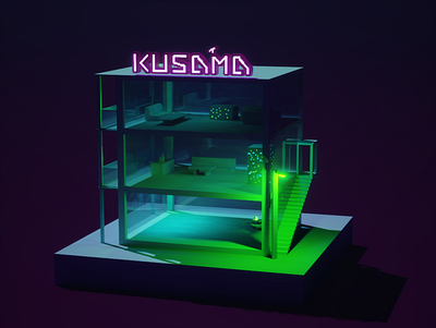 Kusama hotel 3d art 3d modeling cryptocurrency design kusama magicavoxel nft nftart pink voxel voxelart