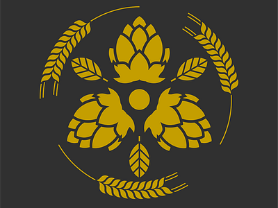 Family crest beer logo. barley beer brew hops logo
