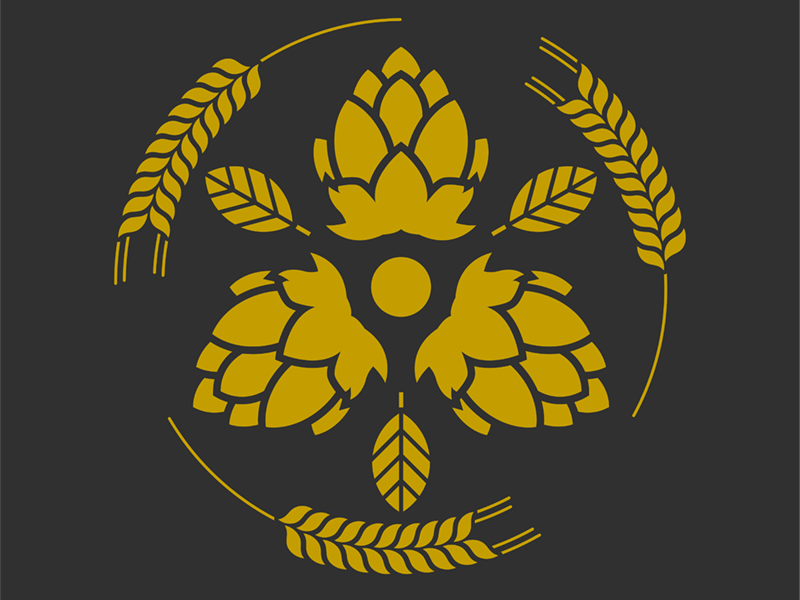 Family crest beer logo. barley logo brew hops beer