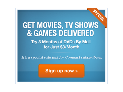 Blockbuster: DVDs By Mail Banner Ad advertisement banner promotion