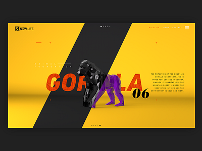 UI UX - Gorilla 3d c4d design grapgic design minimal typography ui ux web website