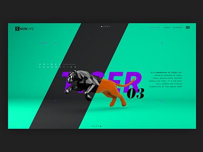 UI UX - Tiger 3d c4d design grapgic design minimal typography ui ux web website