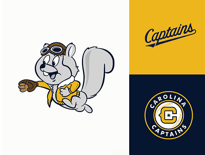 Carolina Captains baseball identity baseball logo baseball script design illustration logo