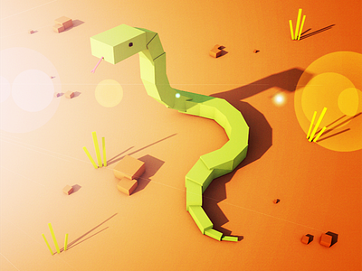 Hello Dribble! cinema 4d cubes dessert photoshop primitive modelling snake