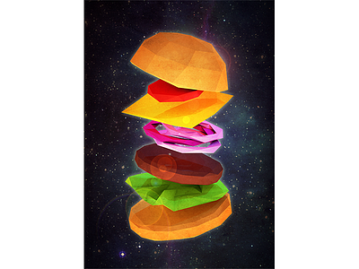 Spaceburger burger cinema 4d low poly photoshop space