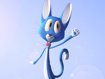 Sunny cat character cinema 4d modeling photoshop posing