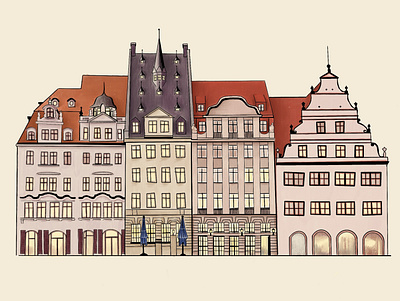 Leipzig Marktplatz building germany illustration leipzig procreate