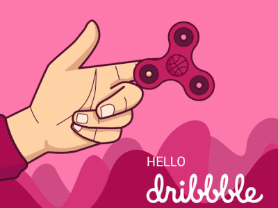 Hello Dribbble animation art debut fidget spinner first shot hello dribbble illustration invite