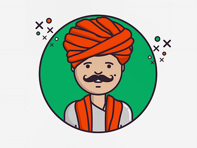 Rajasthan, Indian art avatar design digital illustration indian men