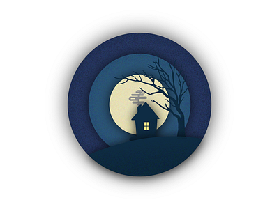 Night art design digital grain graphics house illustration night tree ui ux