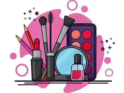 Make up kit art brush design digital illustration illustrator kit lipstick makeup pallet photoshop