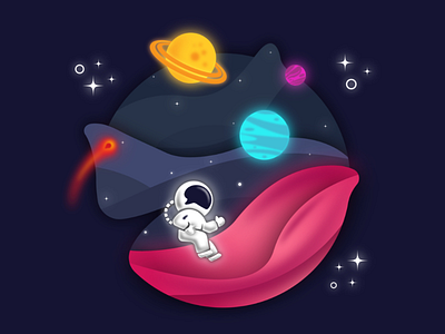 Space art astronaut design digital glow illustration illustrator neon photoshop planet space stars