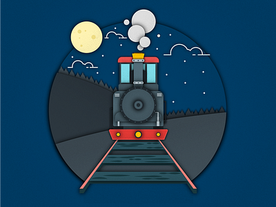Train art design digital illustration illustrator night photoshop railway train