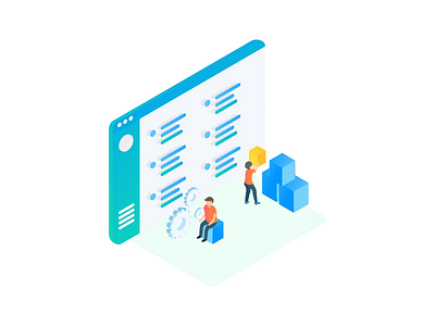 Ease and convenience illustration isometric ui