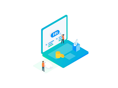 Pay per use illustration isometric payment ui