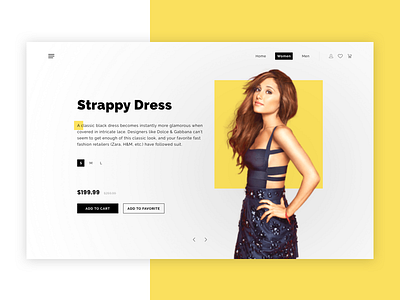 Strappy Dress design desktop minimal page sketch ui ux webdesign website yellow