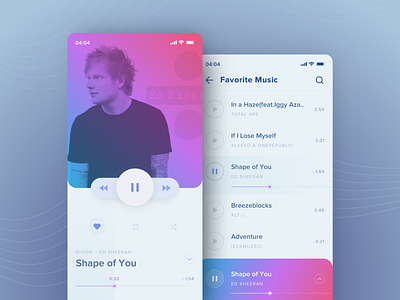 Music Player Application app app design interface ios iphone light mobile music music player musician player ui uiux
