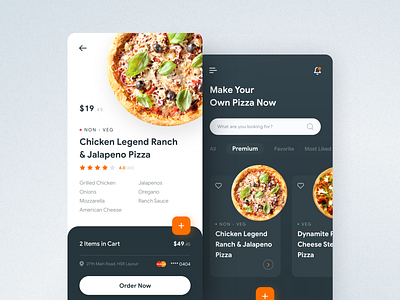 Pizza Ordering Application app app design application dark interface ios iphone layout light mobile ordering pizza ui uiux