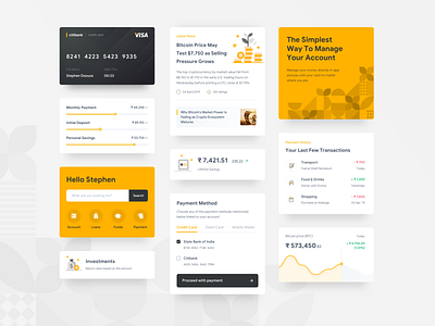 Finance App Cards app appdesign black branding cards clean design finance flat interface iphone minimal mobile patterns sketch ui ux yellow